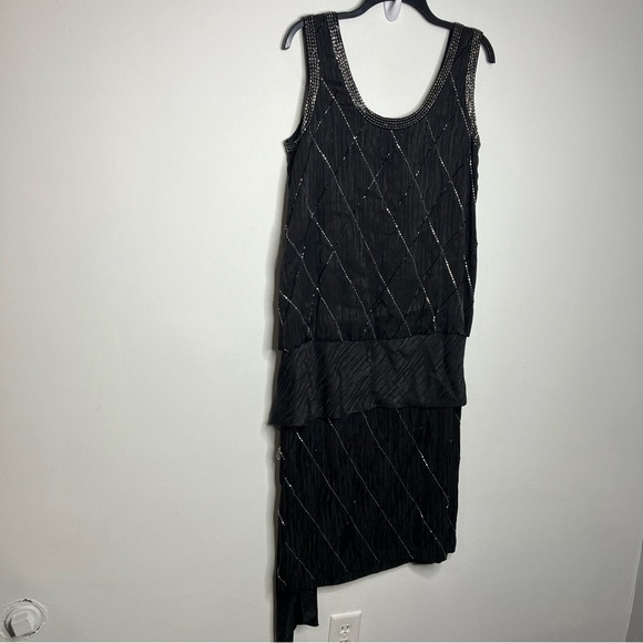 Francesca of Damon for starington black beaded silk dress size 8 - Picture 6 of 9
